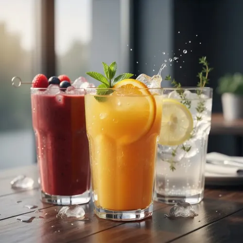 Təzə meyvə şirələri və soyuq içkilər